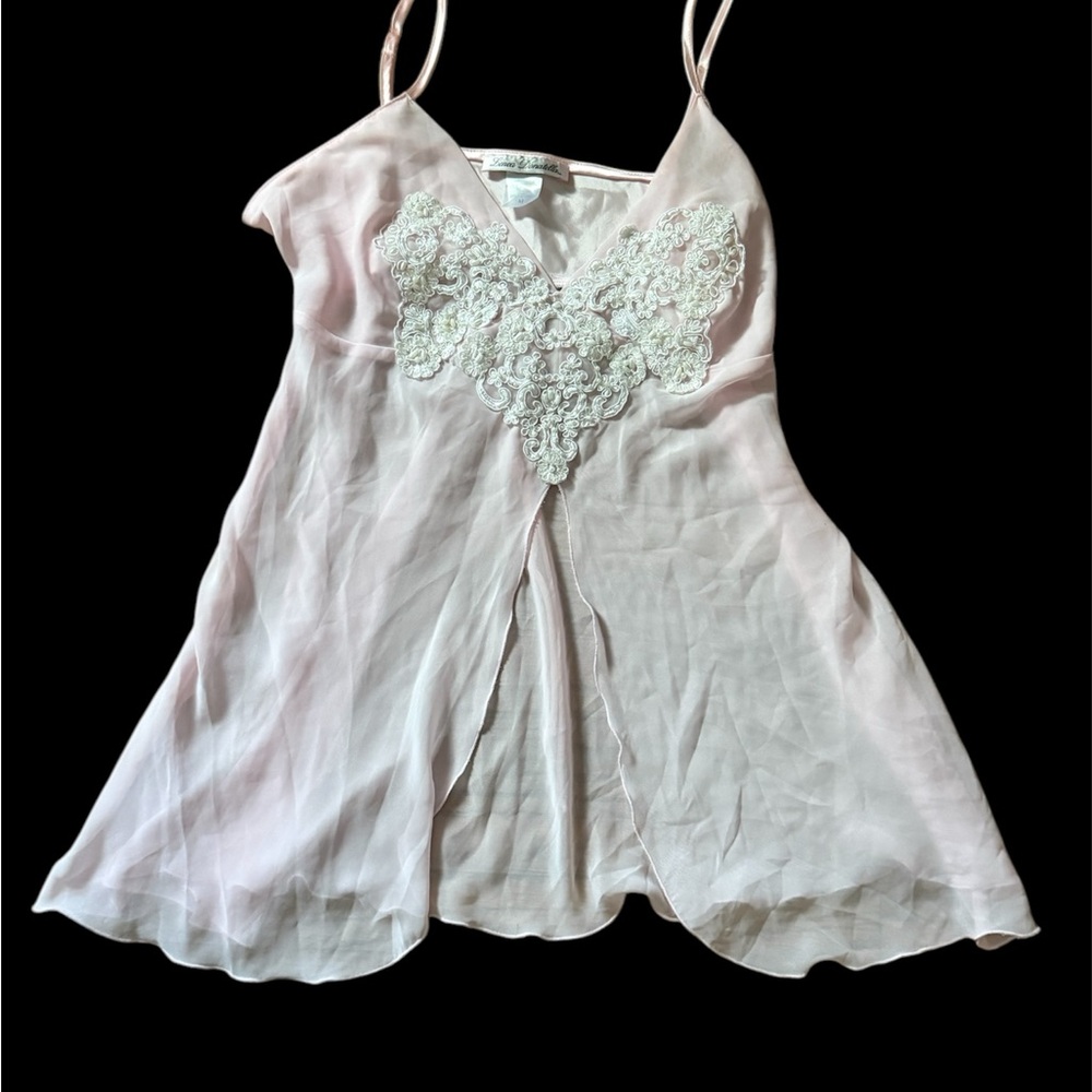 Linea Donatella Pink and White Lace Chemise Sleepwear